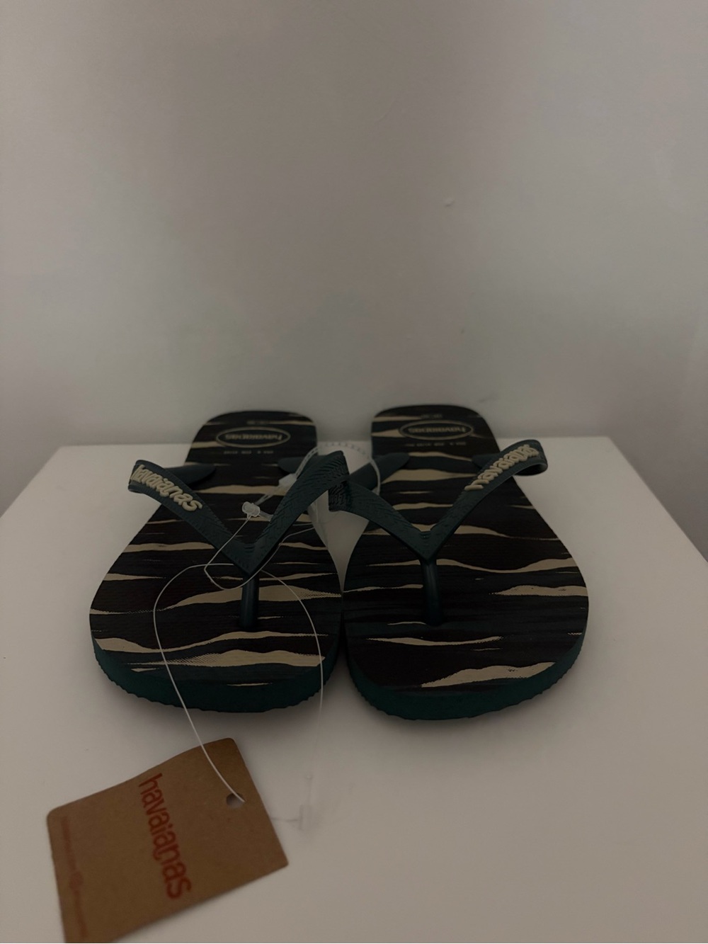 Havaianas Dark Green Zebra-Print Flip Flops